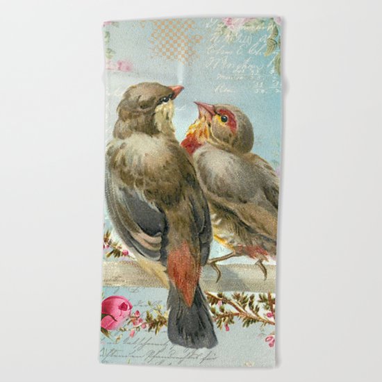 Vintage Birds #2 Beach Towel