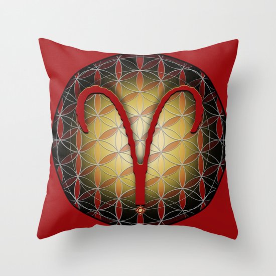 Flower of Life ARIES Astrology Design Throw Pillow