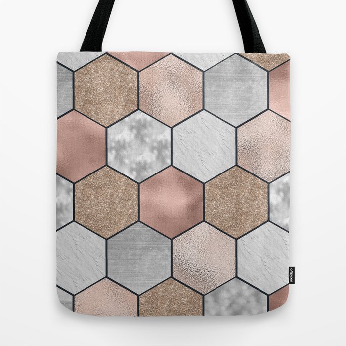 Black and rose gold tote bag online