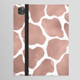 Elegant Hipster  Rose Gold White Giraffe Animal Print iPad Folio Case