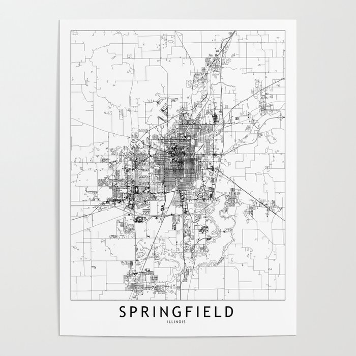 Springfield White Map Poster