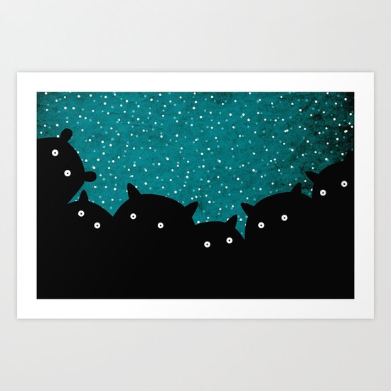 Squirrels by night #1 Art Print