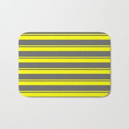 [ Thumbnail: Yellow and Dim Gray Colored Lined/Striped Pattern Bath Mat ]