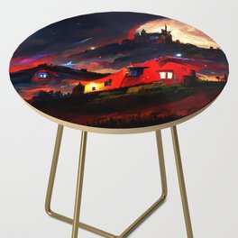 A fairy landscape, a magical night Side Table