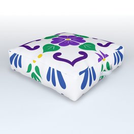 Purple 2, Framed Talavera Flower Outdoor Floor Cushion