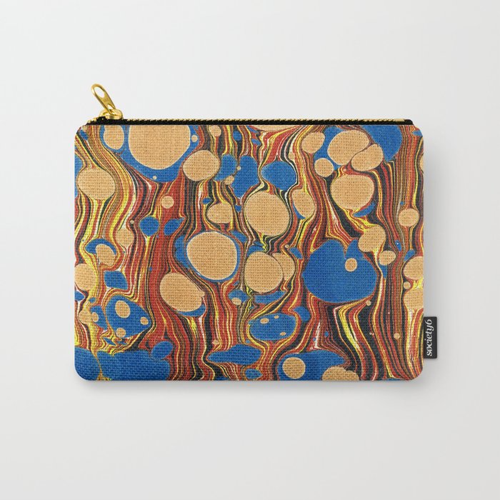 Vintage navy blue yellow orange abstract marble Carry-All Pouch
