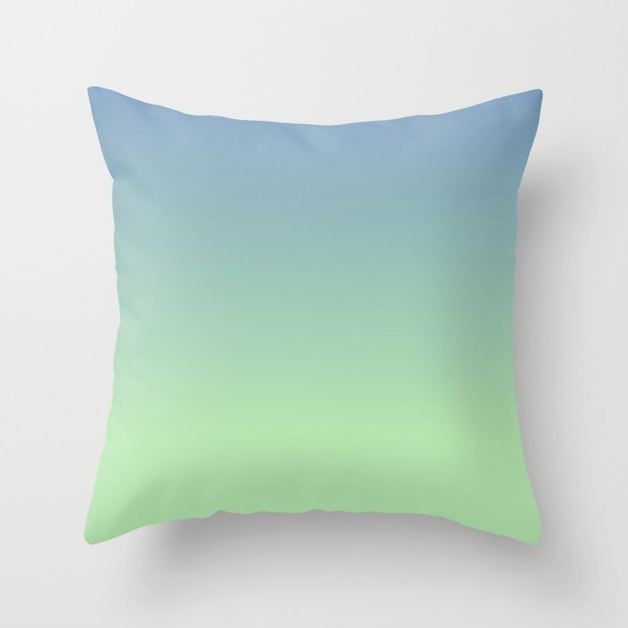 BLUE & GREEN GRADIENT. Light Pastel Colors Ombre Pattern Throw Pillow