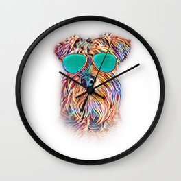 Miniature Schnauzer Colorful Neon Dog Sunglasses Wall Clock