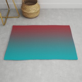 Red and Aqua Gradient Ombre Blend 2021 Color of the Year Satin Paprika and Vintage Teal Rug