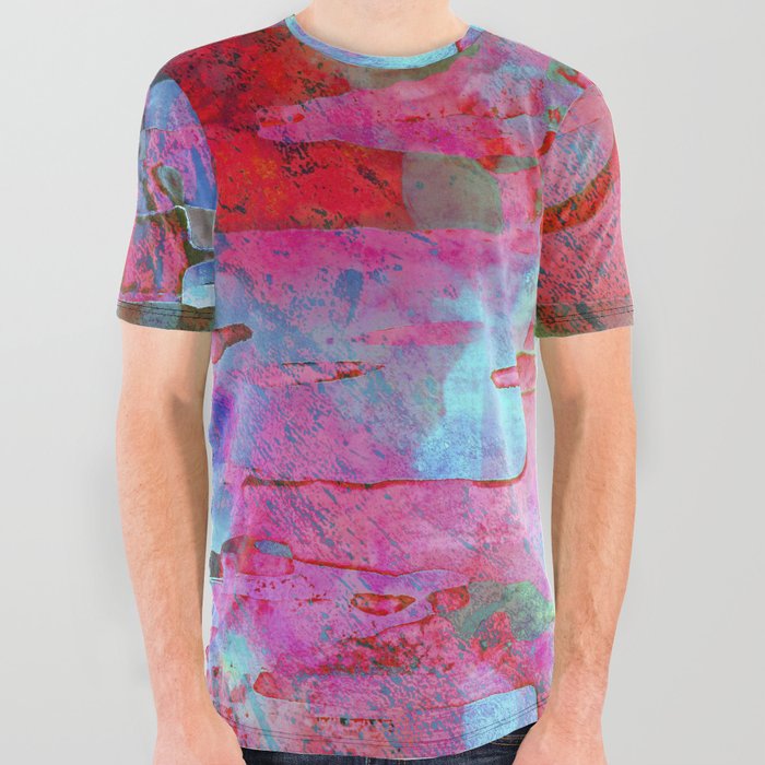 African Dye - Colorful Ink Paint Abstract Ethnic Tribal Rainbow Art All Over Graphic Tee