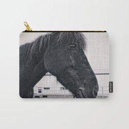 Icelandic Horse In Black & White Carry-All Pouch