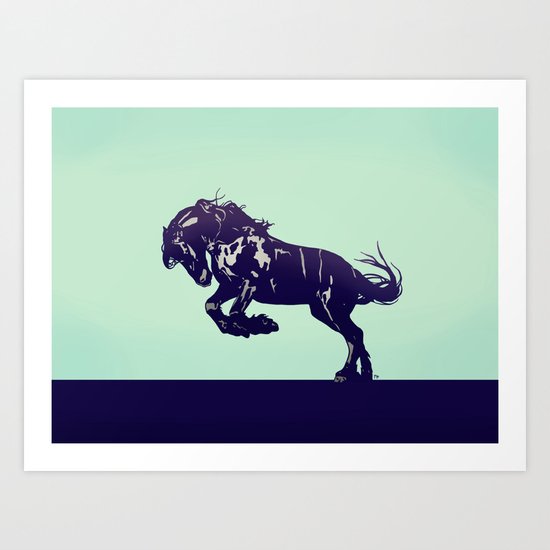 Dark Blue Stallion Art Print
