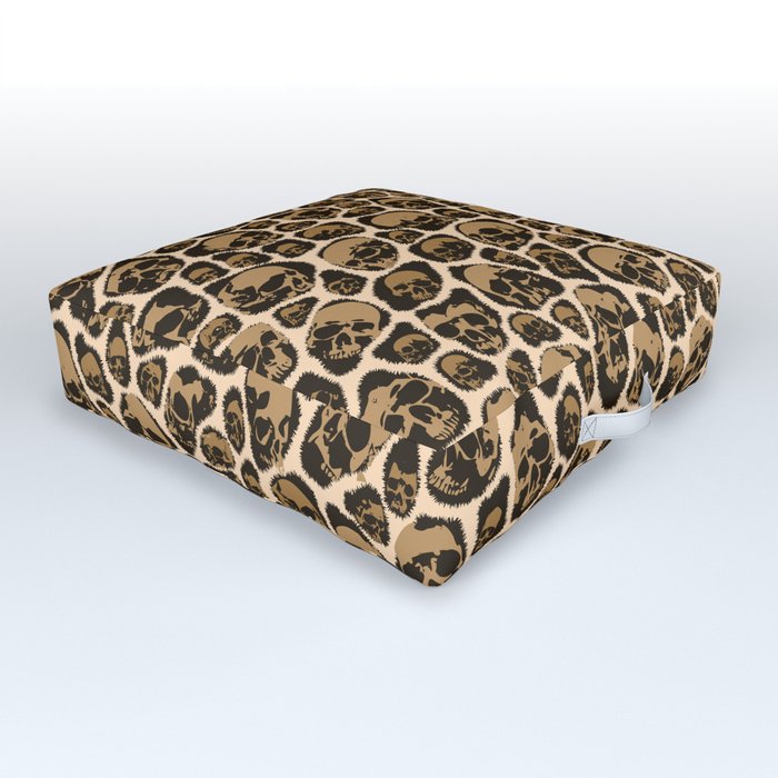 Leopard Print Cheetah Gothic Skulls Animal Fur Pattern Outdoor Floor Cushion