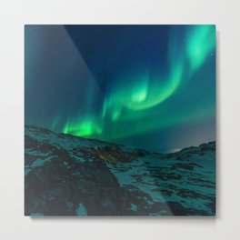 Aurora Metal Print | Dreamy, Wanderer, Northernlights, Aurora, Adventure, Mountain, Explore, Photo, Digital Manipulation, Snow 