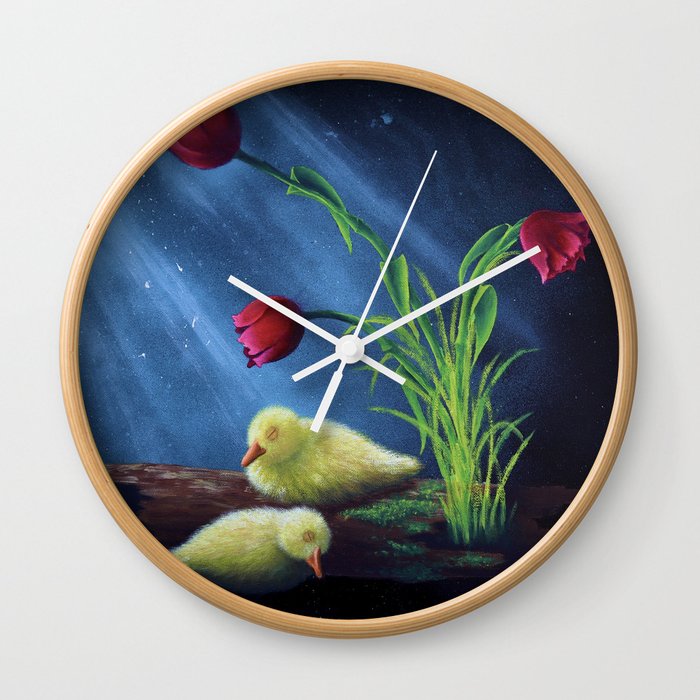 Dozing Baby Ducks  Wall Clock
