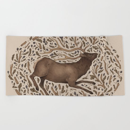 Elk in Nature Beach Towel