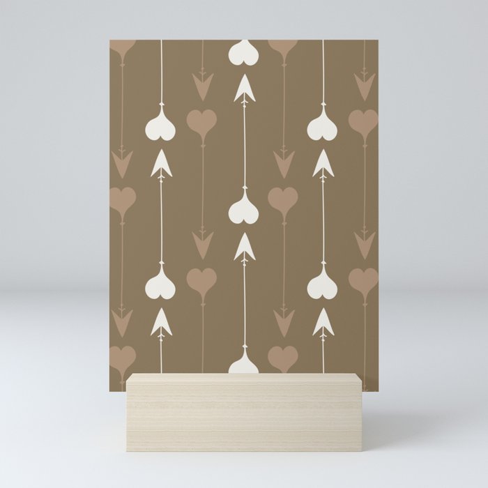 Cupid Arrows - Brown and Beige Mini Art Print