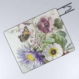 Bouquet of Flowers with a Butterfly Picnic Blanket