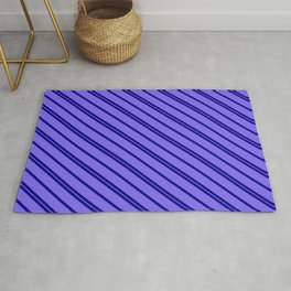 [ Thumbnail: Dark Blue & Medium Slate Blue Colored Lines/Stripes Pattern Rug ]