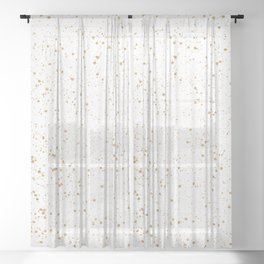 Pretty White and Gold Speckled Pattern Sheer Curtain