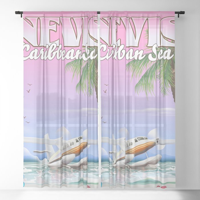 Nevis Saint Kitts and Nevis travel poster Sheer Curtain