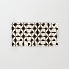 Midcentury Modern Atomic Age Starburst Pattern in Black and Almond Cream Hand & Bath Towel