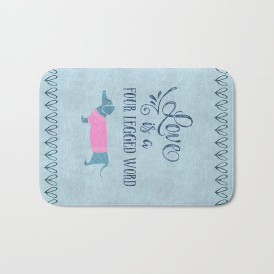 Dog Love four legged word Bath Mat