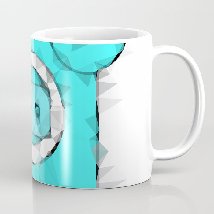 blue pig portrait geometric triangle pattern abstract Coffee Mug