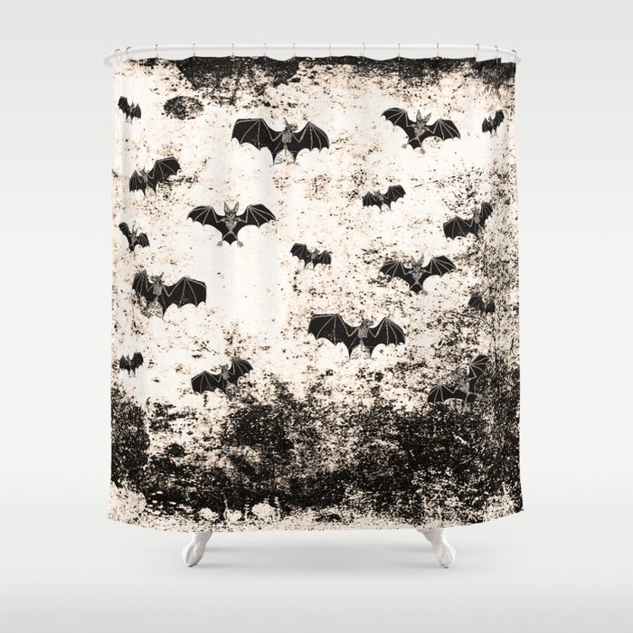 Vintage Halloween Bat pattern Shower Curtain