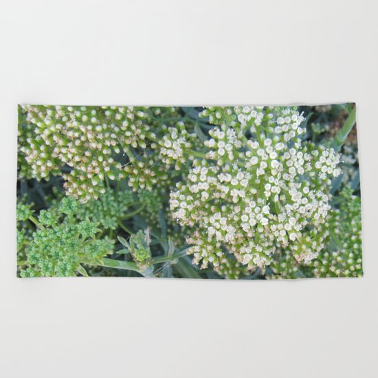 green wild flowers Beach Towel