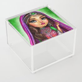 Beautiful Afghan Girl in Traditional Dress Acrylic Box