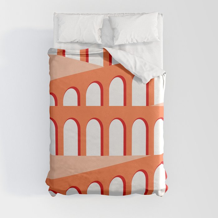 Bauhaus Arch Minimalist Warm Colors Duvet Cover