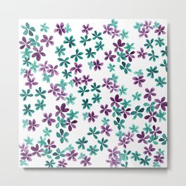 Happy Flowers (Teal & Purple Palette) Metal Print | Watercolor, Arrangement, Flower, Purple, Messypattern, Flowers, Women, Teal, Botanical, Paintedflower 