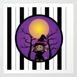 Kid in a witch costume Art Print
