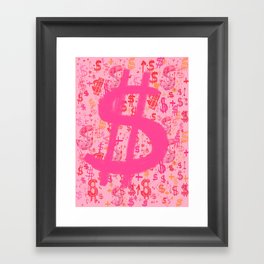 Pink Dollar Signs Framed Art Print