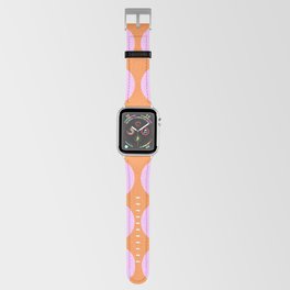 Retro Modern Pink On Orange Polka Dots Apple Watch Band