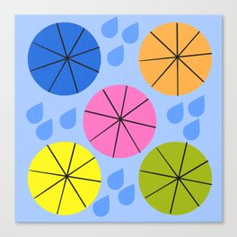 Mid-Century Modern Spring Rain Colorful And Blue Canvas Print