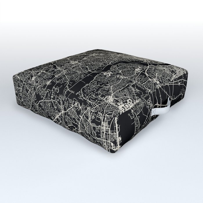 Richmond USA. Black and White City Map Outdoor Floor Cushion