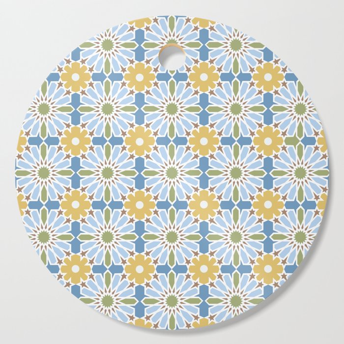 Blue and Yellow Flowers ARABIC TILES Cutting Board