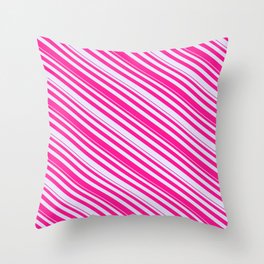 [ Thumbnail: Lavender & Deep Pink Colored Striped Pattern Throw Pillow ]