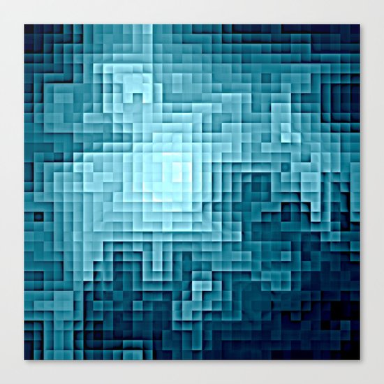Nebula Pixels Steel Teal Blue Canvas Print