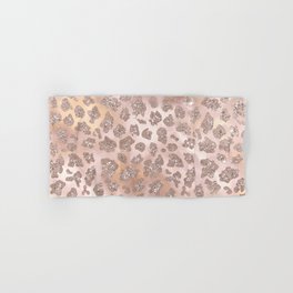 Rosegold Blush Leopard Glitter   Hand & Bath Towel