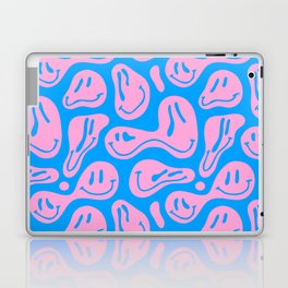 Funny melting smiling happy face colorful cartoon seamless pattern Laptop Skin
