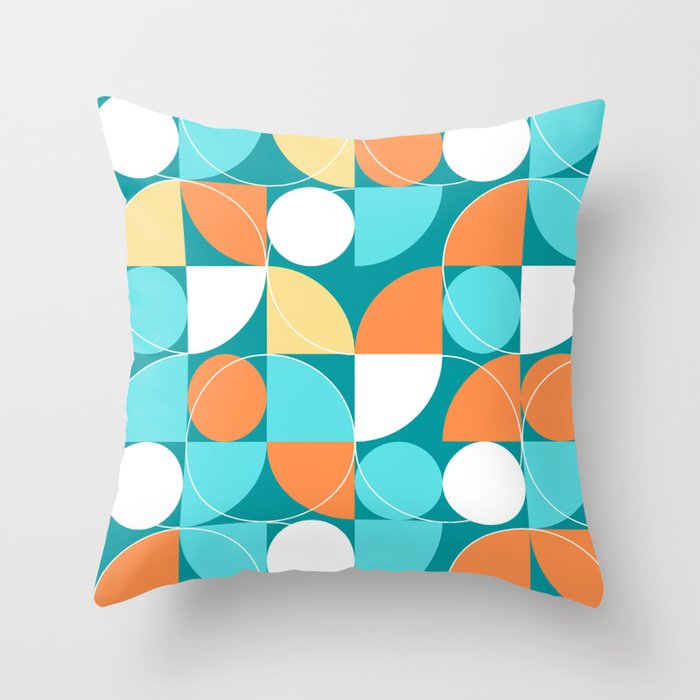 Mid Century Modern Retro Abstract Shapes Throw Pillow