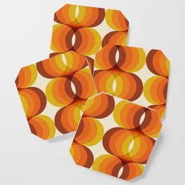 Orange, Brown, and Ivory Retro 1960s Wavy Pattern Coaster