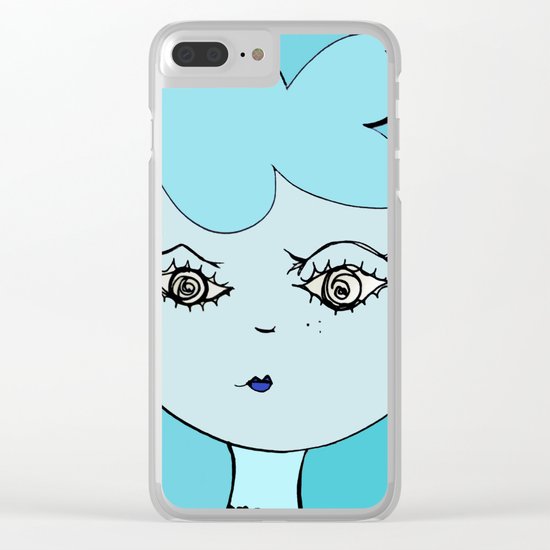 Blue portrait Clear iPhone Case
