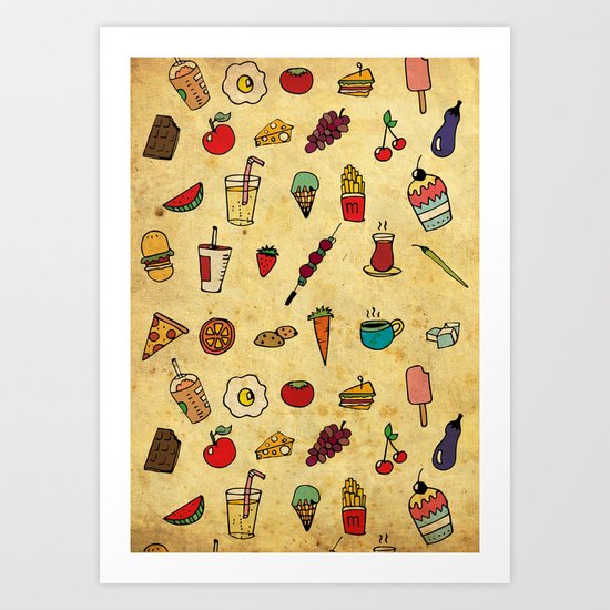 Food Love Pattern Art Print