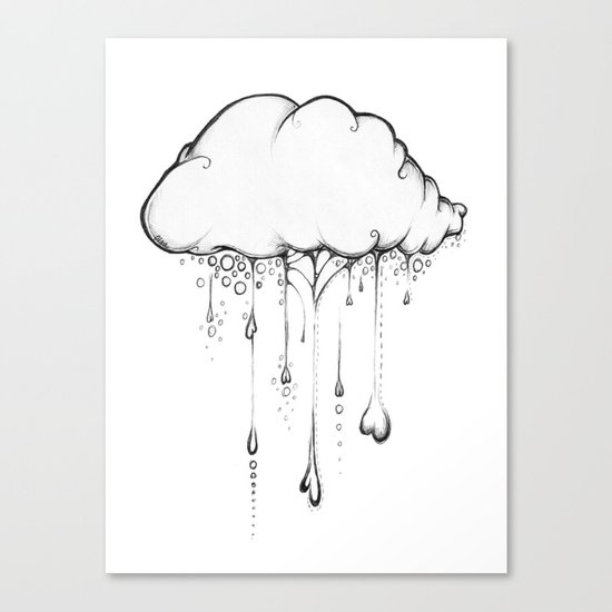 Happy Cloud Drawing, Cute Whimsical Illustration Canvas Print