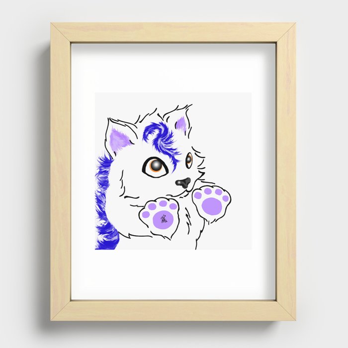 Snowfox - Blue Recessed Framed Print