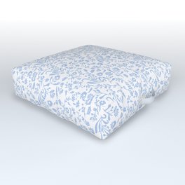 Ditsy Toile Floral Blue and White Outdoor Floor Cushion